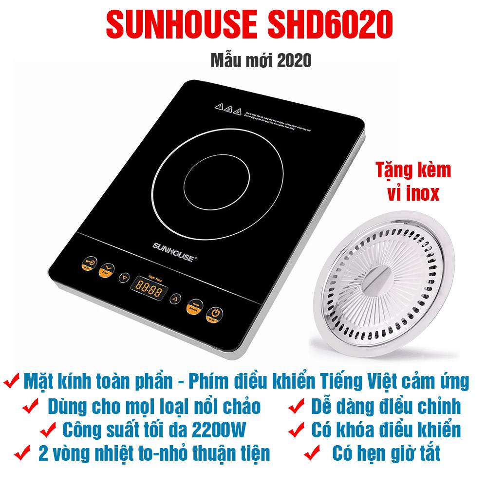 Bếp hồng ngoại Sunhouse SHD6020 công suất lớn 2 vòng nhiệt