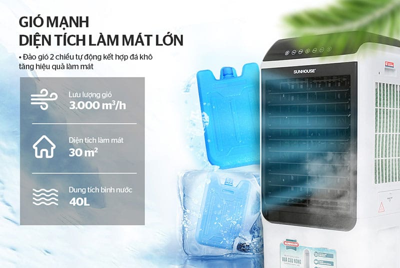 Máy làm mát không khí sunhouse shd7727 7 Quạt điều hòa Sunhouse SHD7727 gió mạnh