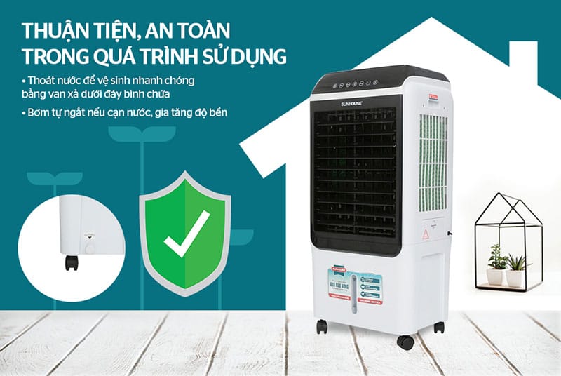Máy làm mát không khí sunhouse shd7727 4 Quạt điều hòa Sunhouse SHD7727 thuận tiện và an toàn