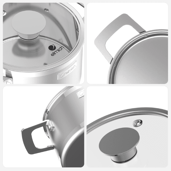 Bộ nồi inox elmich hera el-8266 6 Bộ nồi Inox Elmich Hera EL-8266 size 16,18,22cm liền khối