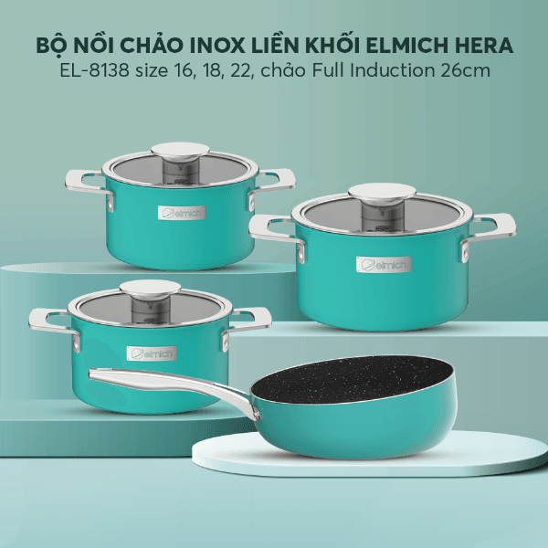 Bộ nồi chảo inox Elmich Hera