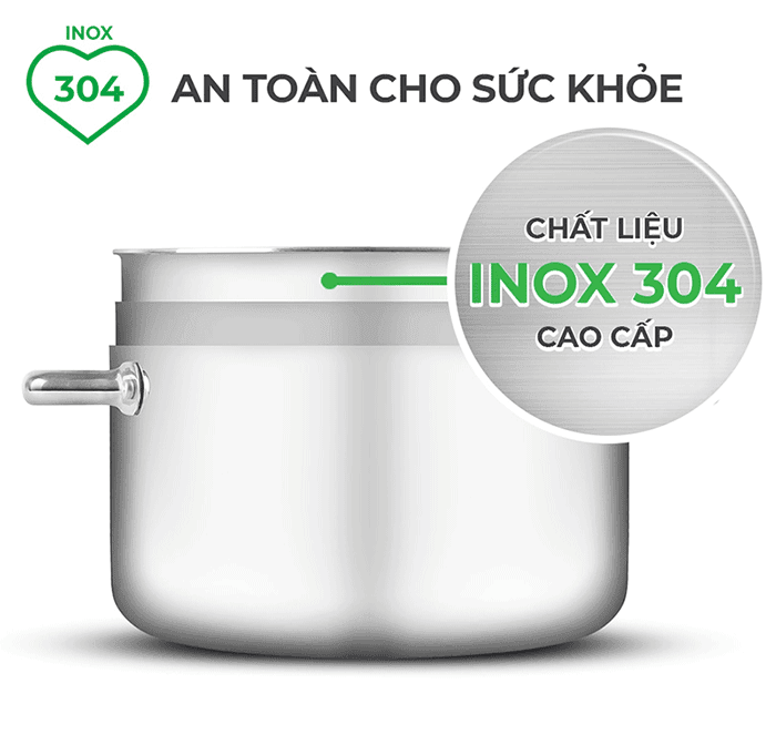Bộ nồi inox liền khối elmich trimax eco el-8002 size 16, 20, 22, lẩu xào 28cm 3 Chất liệu cao cấp