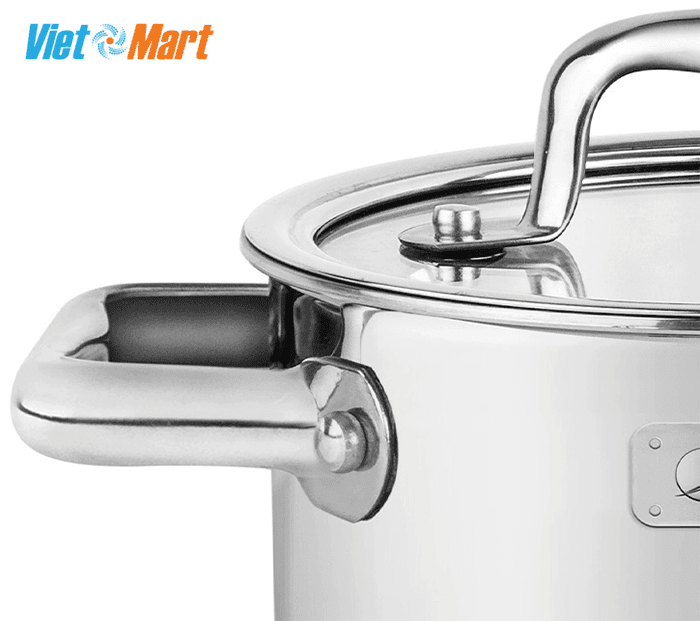 Bộ nồi inox liền khối elmich trimax eco el-8002 size 16, 20, 22, lẩu xào 28cm 8 Quai cầm tán đinh chắc chắn