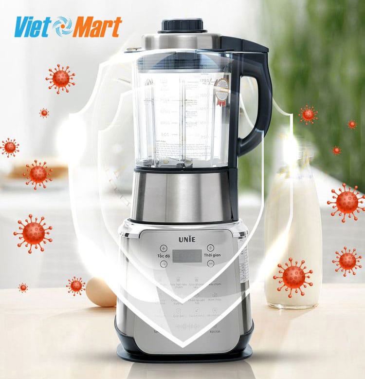 Máy làm sữa hạt unie v9s xay nấu đa năng 1,75 lít 1800w 15 Công nghệ vệ sinh sấy khô khử khuẩn loại bỏ sạch vi khuẩn nấm mốc