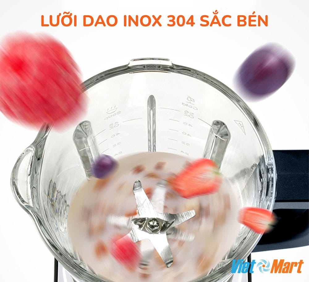 Máy làm sữa hạt unie v9s xay nấu đa năng 1,75 lít 1800w 14 Lưỡi dao bằng inox 304 sắc bén khỏe xay nhuyễn mọi thực phẩm