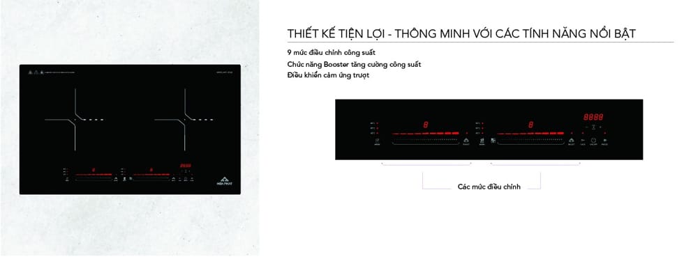 Bếp điện từ đôi hòa phát hpc d21a2 4 Thiết kế gọn mắt kiểu dáng hiện đại