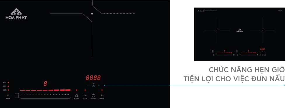 Bếp điện từ đôi hòa phát hpc d21a2 3 Đa dạng các chức năng nấu tiện lợi