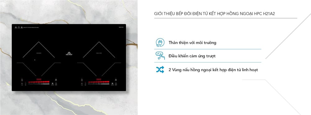 Bếp điện từ kết hợp hồng ngoại hòa phát hpc h21a2 2 Bếp điện từ kết hợp hồng ngoại Hòa Phát HPC H21A2