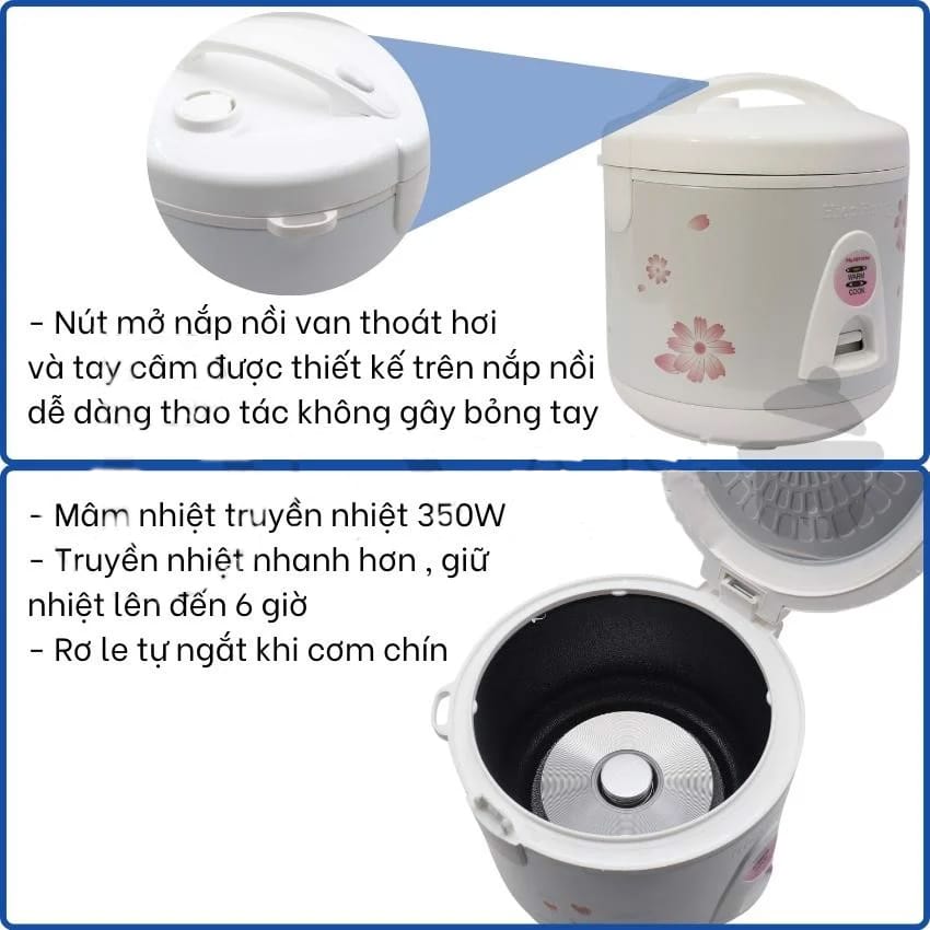 Nồi cơm điện hiệp hưng hh635 nắp gài 1 lít 3 Nồi cơm điện vung gài Hiệp Hưng HH635
