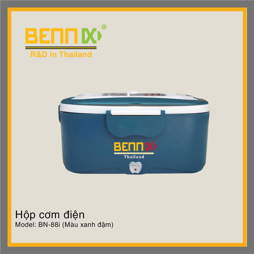 Hộp cơm cắm điện bennix bn-88i (màu xanh) 3 thiết kế nhựa PP an toàn, cấu tạo tiện dụng