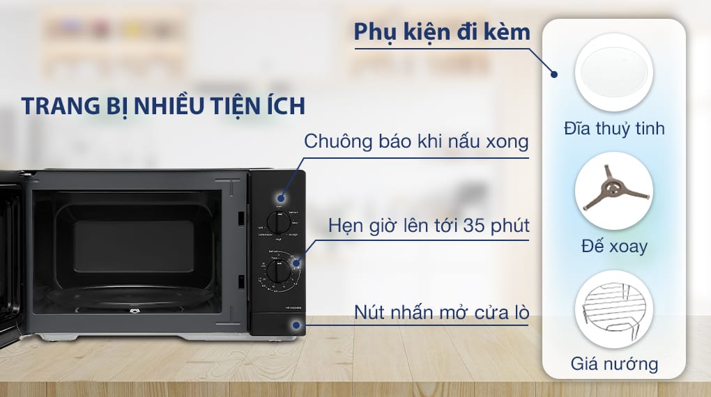Lò vi sóng panasonic nn-gm34nbyue 24 lít có nướng 14 Núm vặn cơ và nhiều tiện ích đi kèm