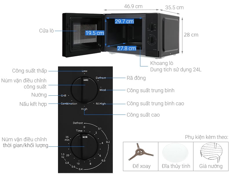 Lò vi sóng panasonic nn-gm34nbyue 24 lít có nướng 12 Lò vi sóng Panasonic NN-GM34NBYUE 24 lít có nướng 1