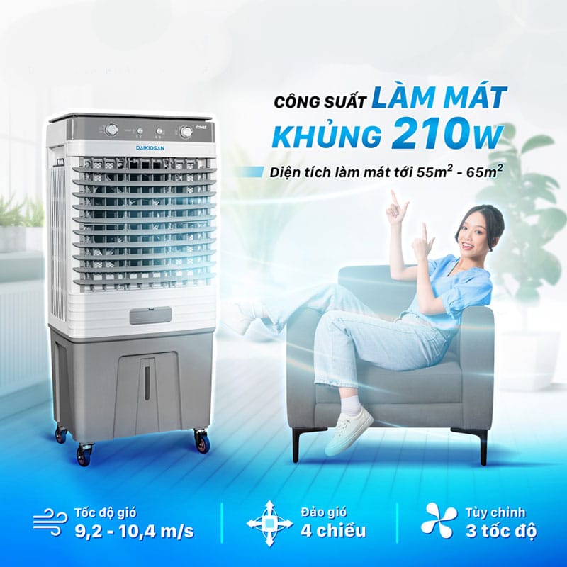 Quạt điều hoà daikiosan dm202 210w 2 Làm mát nhanh chóng với diện tích rộng