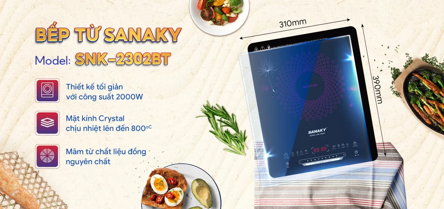 Bếp từ đơn sanaky snk-2302bt 4 Mâm từ làm từ chất liệu dây đồng bền bỉ
