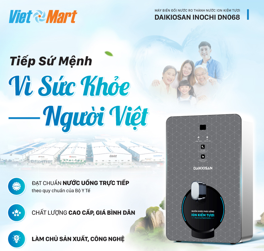 Máy biến đổi nước ro thành nước ion kiềm tươi daikiosan dn068 11 Đạt chuẩn Bộ Y Tế