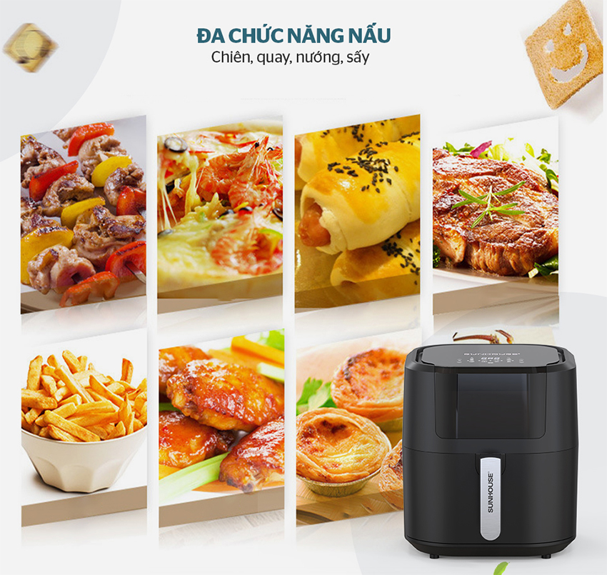 Nồi chiên không dầu sunhouse shd4082 9l 11 Đa chức năng chiên nướng mọi loại thực phẩm