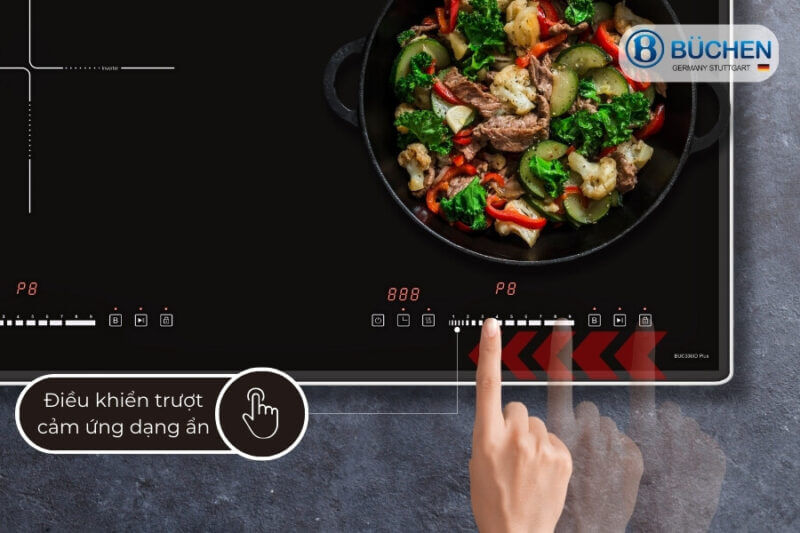 Bếp từ đôi buchen buc336id plus 12 Điều Khiển Trượt Slide Cảm Ứng