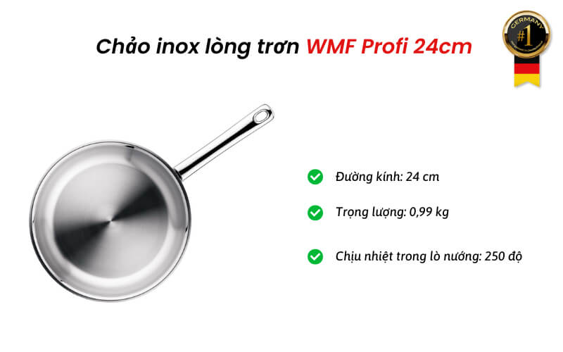 Chảo inox wmf profi 24cm 2 Chảo inox WMF Profi 24cm hàng Đức