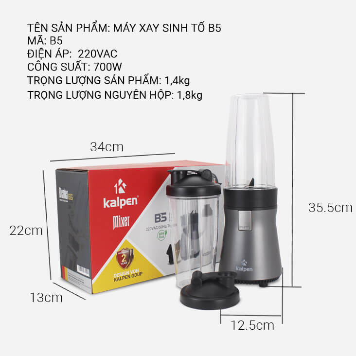 Máy xay sinh tố Kalpen B5 - thông số kỹ thuật