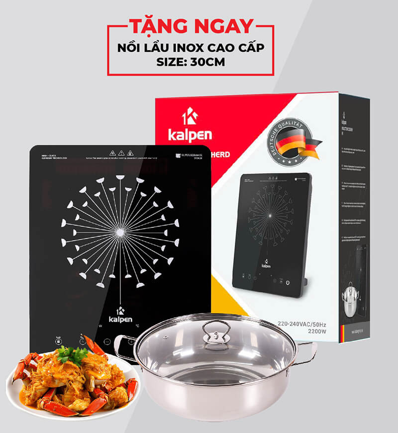 Bếp từ đơn kalpen ik1 công suất 2200w 9 Tặng kèm nồi lẩu khi mua bếp từ đơn Kalpen IK1