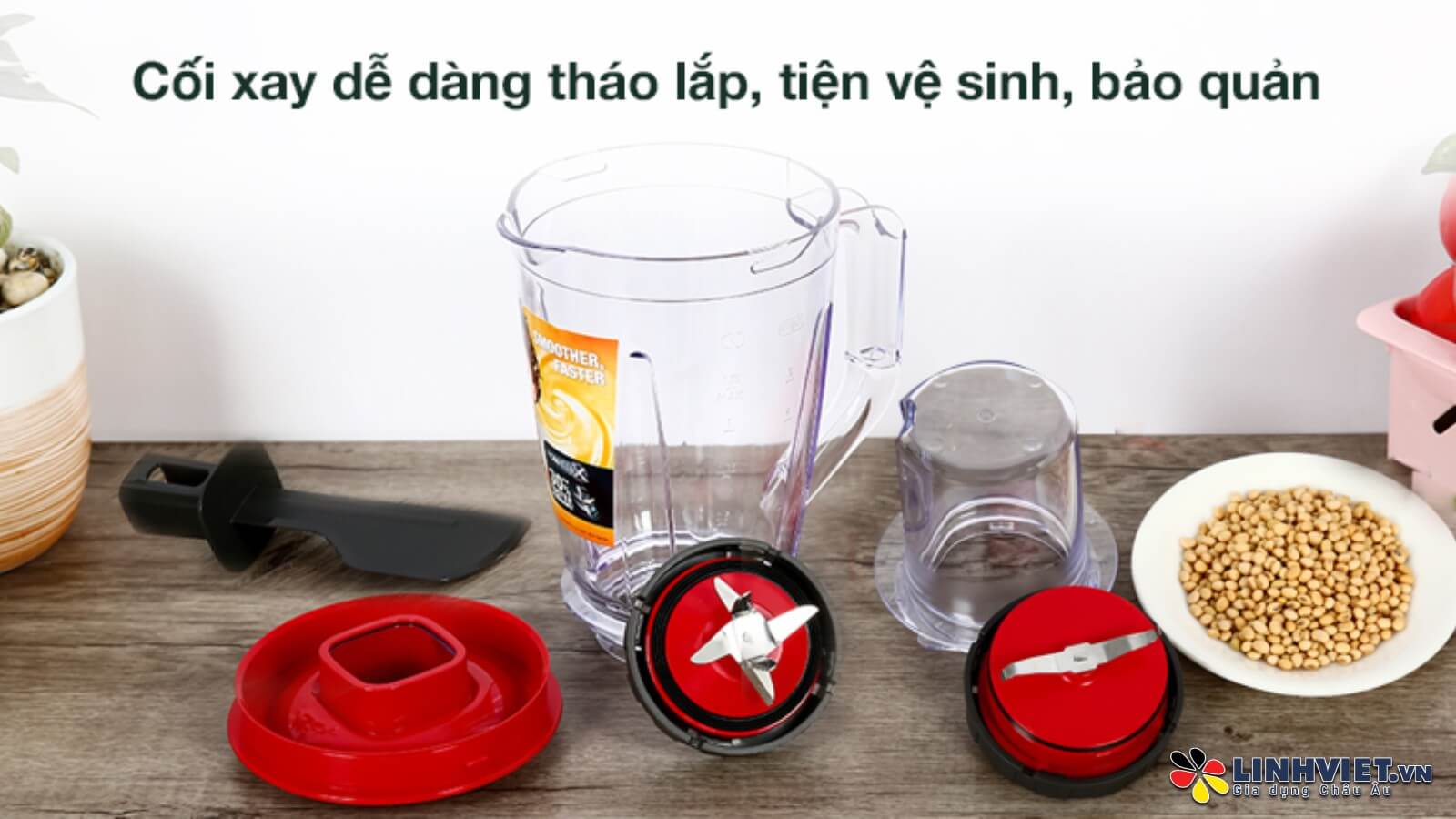 Máy xay sinh tố tefal bl477566 2l 6 Tháo rời dễ dàng vệ sinh