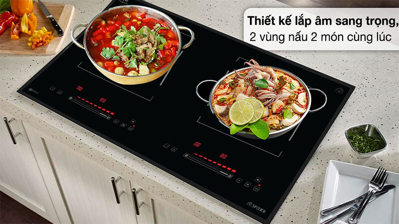 Thiết kế 2 vùng nấu rộng rãi 