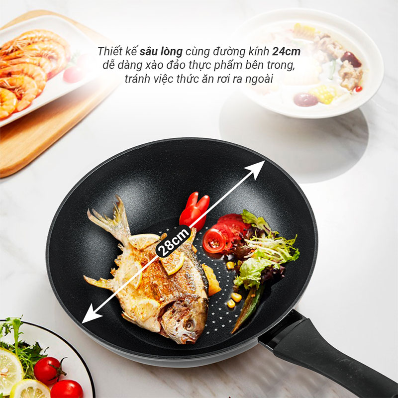 Chảo chống dính đáy kim cương nagakawa nag2851 7 Chảo chống dính đáy kim cương Nagakawa NAG2851 5