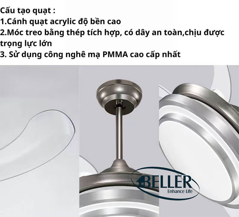 Quạt trần đèn Beller 51BL – 025 1