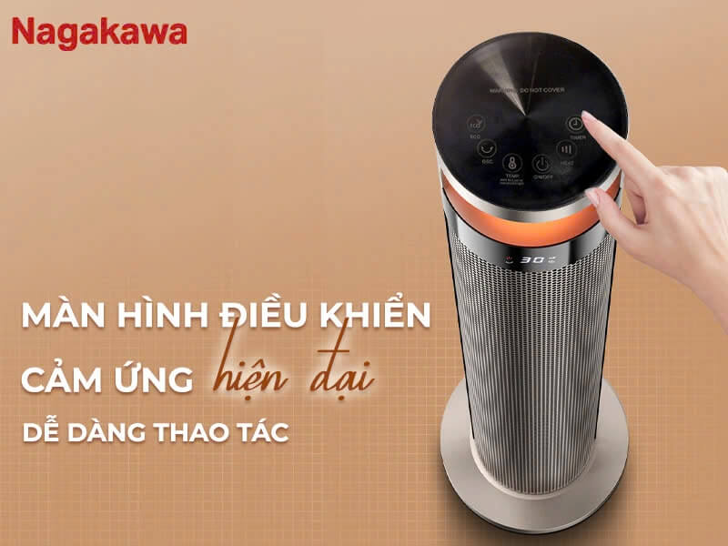 Máy sưởi gốm nagakawa neh8389 có đèn ngủ có điều khiển 11 Thiết kế điều khiển từ xa đi kèm bảng điều khiển trên thân dễ dàng