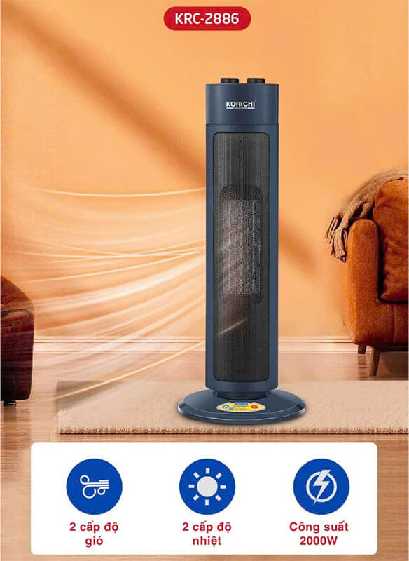 Công suất 2200W làm ấm nhanh chóng mà không gây khô da 