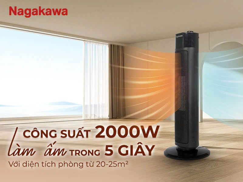 Máy sưởi gốm nagakawa neh8356 3 Sưởi ấm nhanh chóng