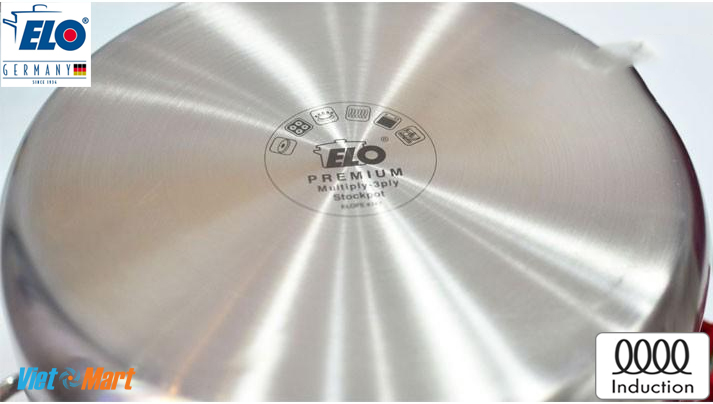 Nồi luộc gà elo multilayer premium 28cm đúc liền khối 12 Nồi inox elo Multilayer 28cm dùng được trên tất cả các loại bếp