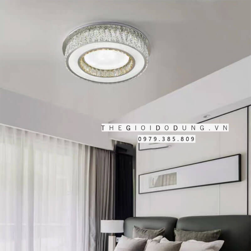Đèn mâm ốp trần mica pha lê mkpl-066 2 đèn mâm mica pha lê sang trọng