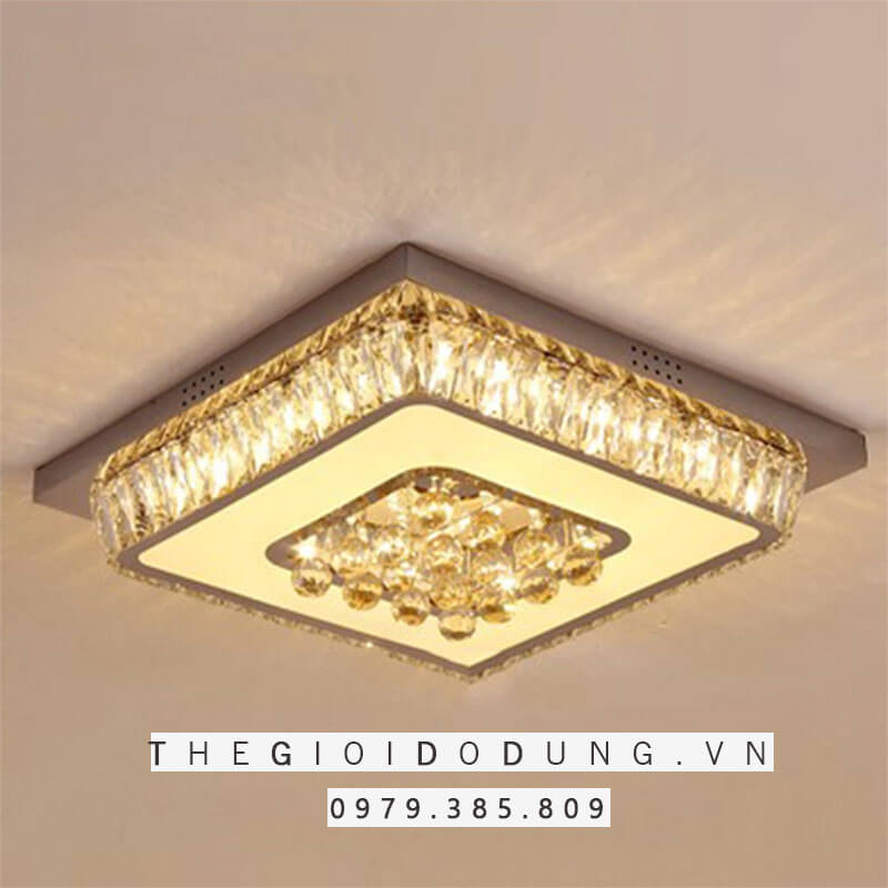 Đèn mâm mica pha lê ốp trần mkpl-078 3 chiếu sáng linh hoạt với 3 chế độ sáng