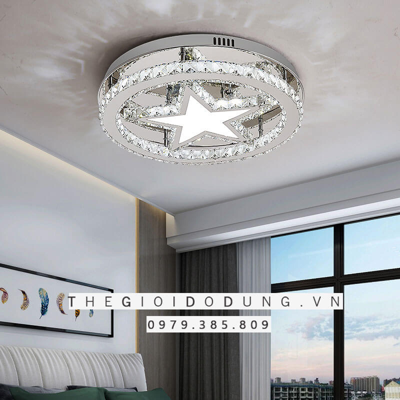 Đèn ốp trần pha lê trang trí cao cấp m9219 3 đèn led tiết kiệm điện