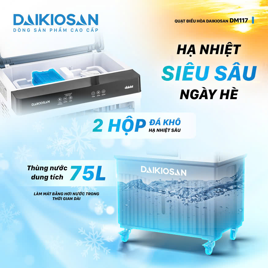 Quạt điều hòa daikiosan dm117 195w 8 Hạ nhiệt siêu sâu ngày hè tặng thêm đá khô
