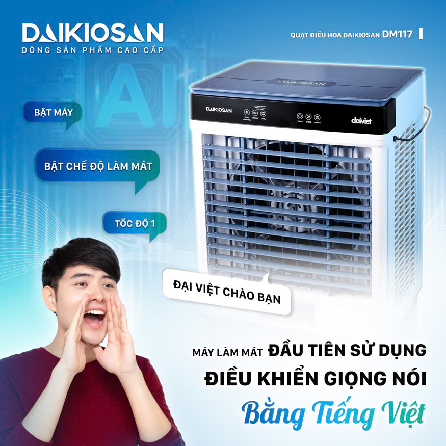 Quạt điều hòa daikiosan dm117 195w 9 Điều khiển giọng nói thông minh trên Daikiosan DM117