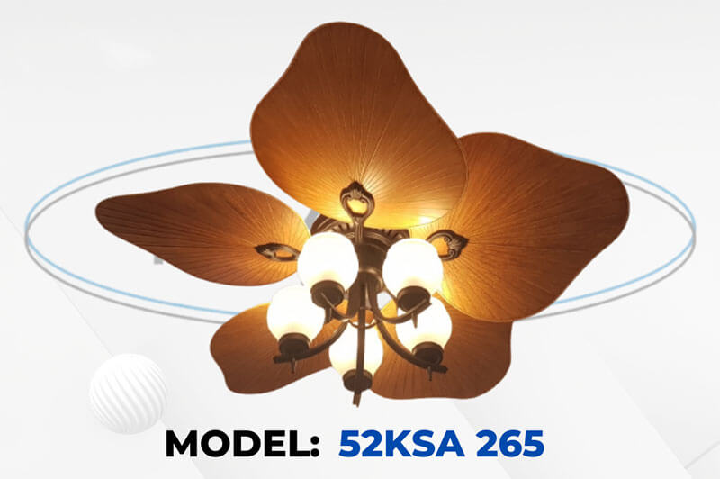 Quạt trần đèn klasse 48ksa 265 5 cánh 2 Quạt trần kết hợp đèn với cánh hình chiếc lá mới lạ