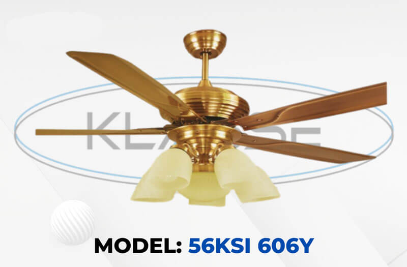 Quạt trần đèn klasse 56ksi 606y 5 cánh 2 Quạt trần kết hợp đèn chùm tiện lợi