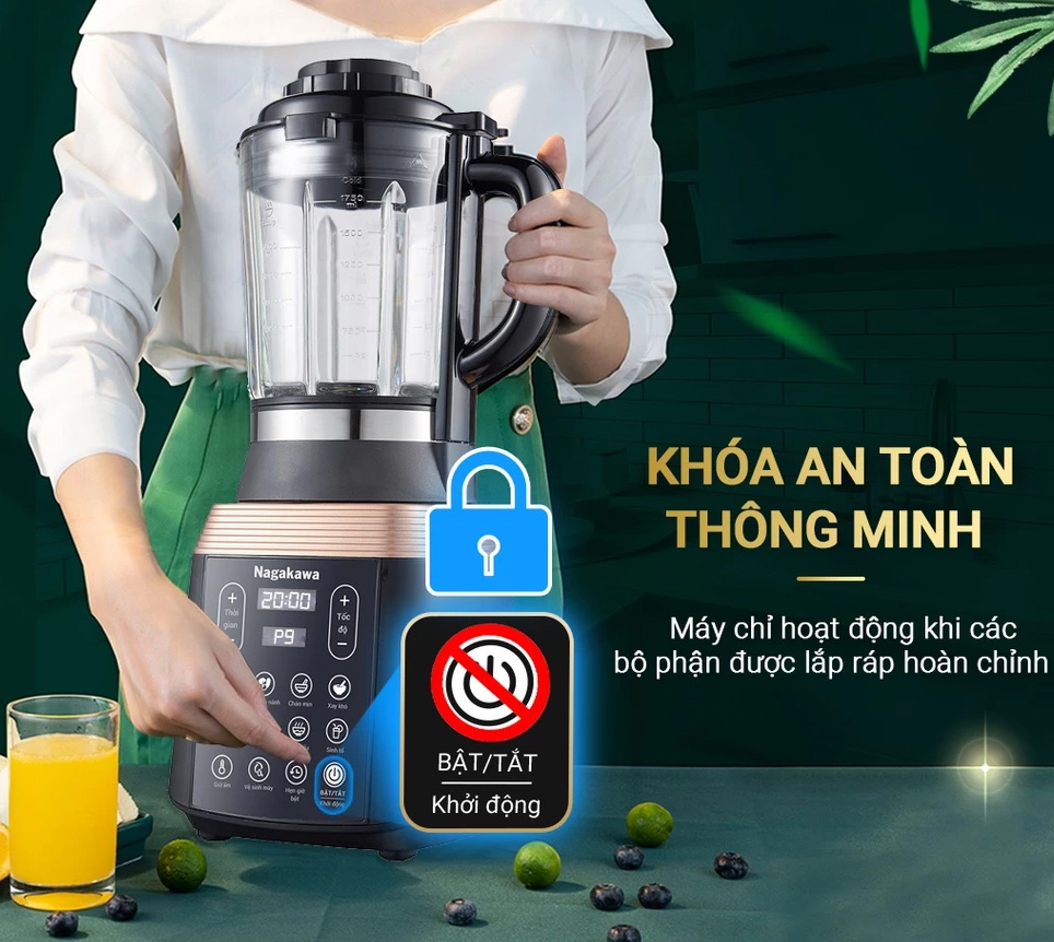 Máy làm sữa hạt đa năng nagakawa nag0815 17 Khóa an toàn thông minh