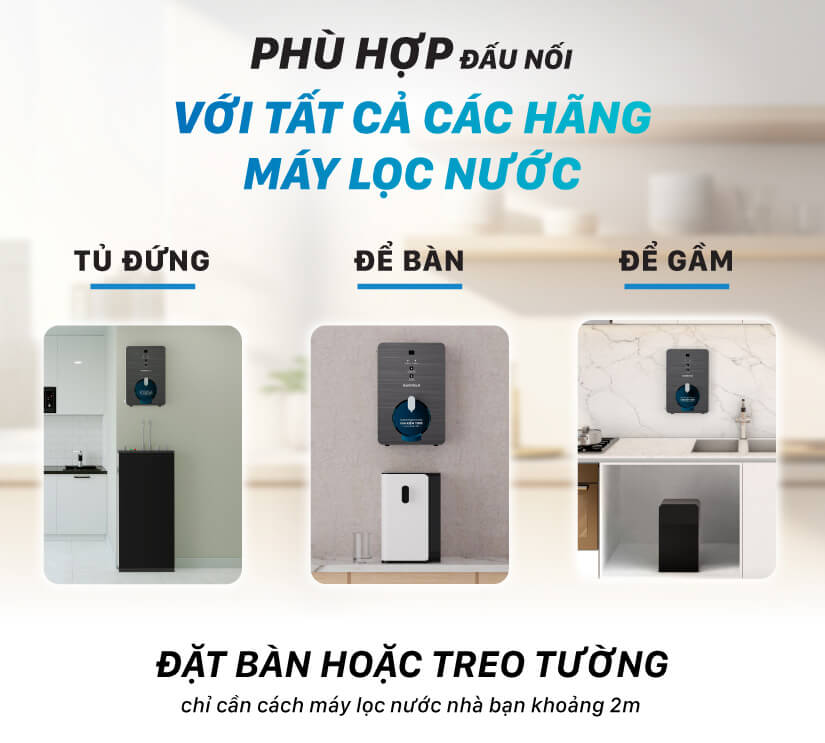 Máy biến đổi nước ro thành nước ion kiềm tươi daikiosan dn070 cho vùng ph thấp 7 Phù hợp với tất cả các dòng máy lọc nươc RO