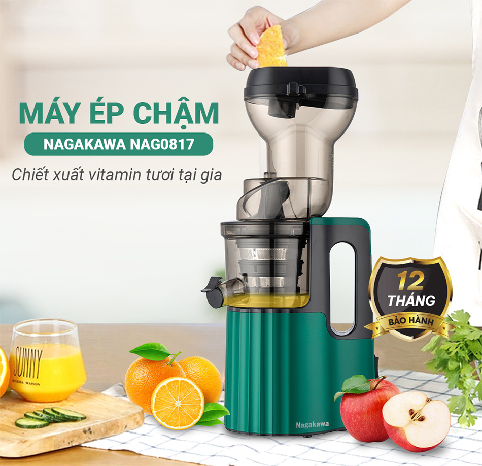 Máy ép chậm nagakawa nag0817 150w 10 Công Nghệ Ép Chậm – Giữ Trọn 98% Dinh Dưỡng