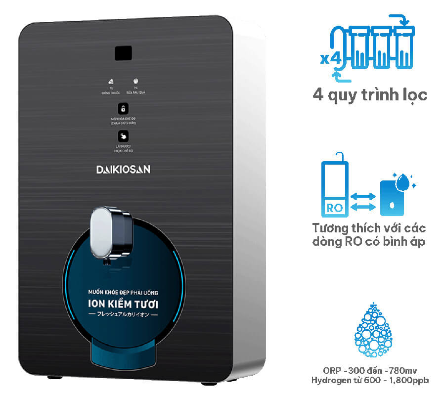 Máy biến đổi nước ro thành nước ion kiềm tươi daikiosan dn070 cho vùng ph thấp 6 Máy biến đổi nước RO thành nước ion kiềm tươi Daikiosan DN070 (cho vùng pH thấp)