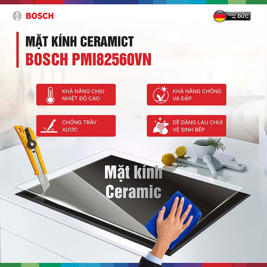 Bếp từ đôi bosch pmi82560vn 12 Mặt kính Ceramic cao cấp