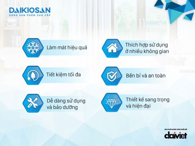 Máy làm mát công nghiệp daikiosan dm308 và miệng gió dp303 3 Ưu điểm nổi bật của máy làm mát Daikiosan DM308 và miệng gió DP303