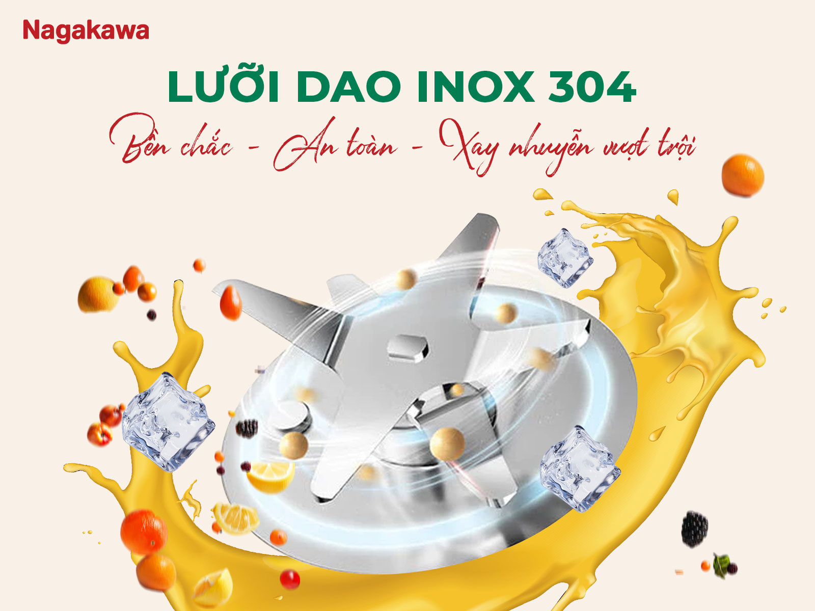 Máy xay sinh tố nagakawa neb3216 1. 5l 2 cối 9 Lưỡi dao inox 304 siêu bền, siêu bén