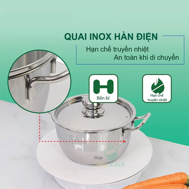Quai cầm dạng ống tròn được làm từ inox chắc chắn