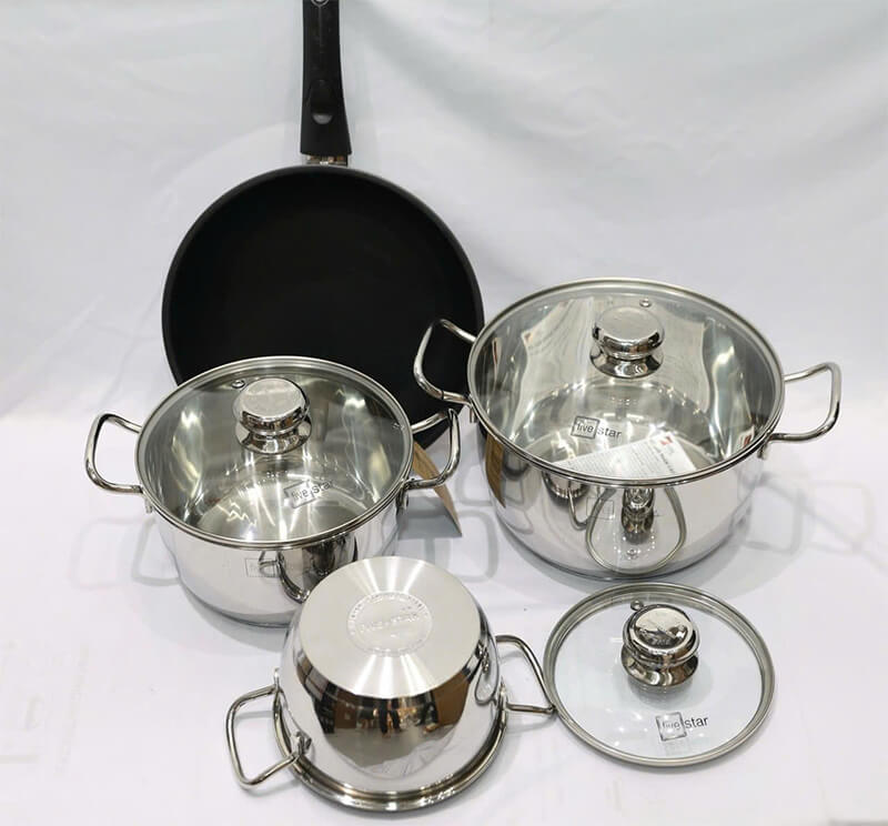 Bộ nồi inox 304 fivestar fpb4012 3 chiếc vung kính 3 đáy 4 Thiết kế tinh tế chất lượng xứng tầm