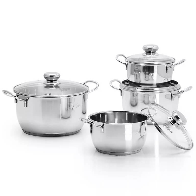Bộ nồi inox 430 fivestar fsb4001 4 chiếc vung kính 1 Bộ nồi inox 430 Fivestar FSB4001 4 chiếc vung kính