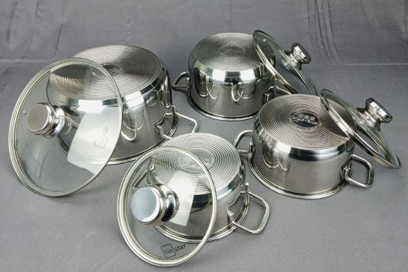 Bộ nồi inox 430 fivestar fsb4001 4 chiếc vung kính 4 Chất liệu inox 430 cao cấp, an toàn cho sức khỏe